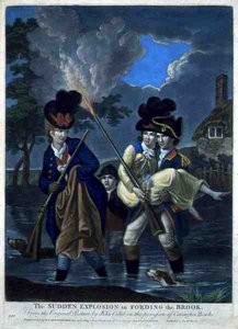 Nagła eksplozja w Fording the Brook, wyd. Carington Bowles (fl.1744-93) (grawerunek mezzotinta) autorstwa John (after) Collet
