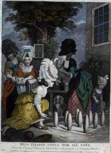 Miss Tipapin Going for All Nine, wyd. Carington Bowles (fl.1744-93) autorstwa John (after) Collet
