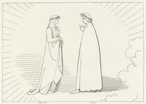 Beatrice i Dante, Raj, Canto 7 (grafika) autorstwa John (after) Flaxman