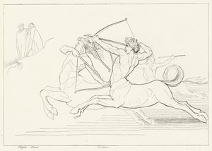 Spotkanie z Centaurami, Inferno, Canto 12 (grafika) autorstwa John (after) Flaxman