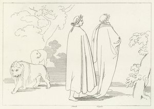 Wejście do ciemnego lasu, Inferno, Canto 1 (rycina) autorstwa John (after) Flaxman