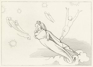 Dusze powracające do swoich sfer, Raj, Canto 4 (grawerowanie) autorstwa John (after) Flaxman