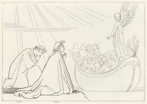 Kora czyśćca, czyśćca, Canto 2 (rycina) autorstwa John (after) Flaxman