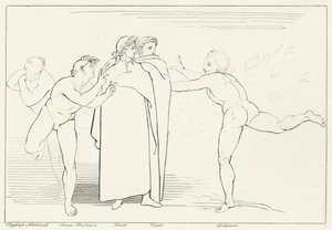Deszcz ognia, Inferno, Canto 16 (rycina) autorstwa John (after) Flaxman