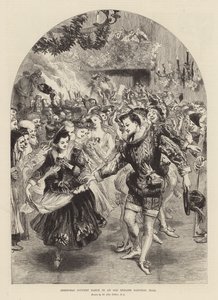 Świąteczny taniec wiejski w starej angielskiej sali magnackiej (grafika) autorstwa John (after) Gilbert