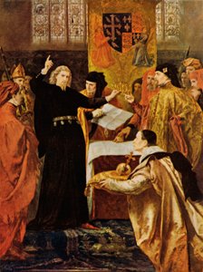 Szekspir: Abdykacja Ryszarda II, Król Ryszard II, Akt IV, Scena 1 (litografia kolorowa)