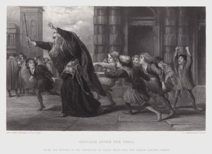 Shylock po procesie (grawerunek) autorstwa John (after) Gilbert