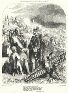 Lądowanie Sasów w Wielkiej Brytanii (rycina) autorstwa John (after) Gilbert