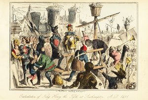Król Anglii Henryk V wsiadający na pokład Trinity w Southampton autorstwa John (after) Leech