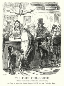 Punch cartoon: The Pobożny Dom Publiczny (Grawerowanie) autorstwa John (after) Leech