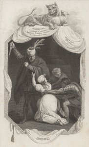 Scena z Tamerlana autorstwa Nicholasa Rowe (rycina)
