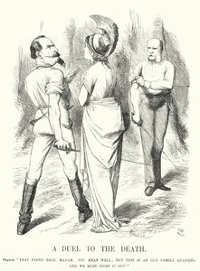Punch cartoon: Pojedynek na śmierć - wojna francusko-pruska (rycina) autorstwa John (after) Tenniel
