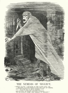 Punch cartoon: The Nemesis of Neglect - bieda i przestępczość w Londynie w czasach morderstw Kuby Rozpruwacza (rycina)