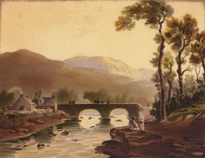 Most Beddgelert (kolorowa litografia) autorstwa John (after) Varley