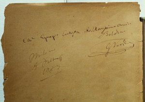 Dedykacja z autografem Giuseppe Verdiego (1813-1901) dla Giovanniego Boldiniego (1842-1931) autorstwa Walter Charles Mills