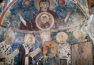 Freski w bizantyjskim kościele Agios Georgios, Vathi, Kreta, Grecja (zdjęcie) autorstwa Walter Charles Mills
