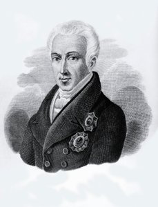 Portret hrabiego Ioannisa Antoniosa Kapodistriasa (1776-1831), prezydenta Republiki Greckiej od 1828 do 1831, grawerowanie autorstwa Walter Charles Mills
