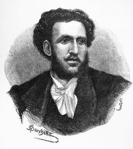 Portret Iginio Ugo Tarchetti (1839-1869), włoskiego pisarza, poety i dziennikarza, rycina autorstwa Walter Charles Mills