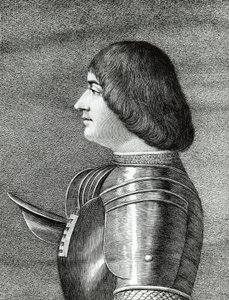 Portret Ludovica Sforzy, zwanego Il Moro (1452-1508), księcia Mediolanu, rycina