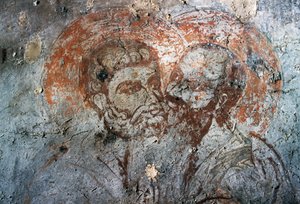 Święci Piotr i Paweł, fresk w kościele Agios Antonios, Avdou, Kreta, Grecja autorstwa Walter Charles Mills