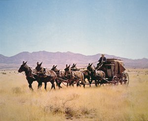Western Stagecoach ciągnięty przez sześcioosobowy zespół (zdjęcie) autorstwa Walter Charles Mills
