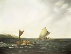 Tonga Canoes (olej na płótnie) autorstwa John (attr. to) Webber