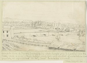 Burton-upon-Trent Bridge and Town: rysunek piórem, 1817