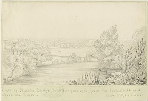 Burton-upon-Trent Bridge and Town: rysunek piórkiem, bd [c 1817] (rysunek)