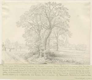 Lichfield - Widok na Stowe Pool: rysunek piórkiem, bd [1826] (rysunek) autorstwa John Allport