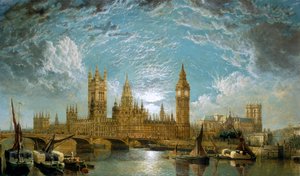 „Westminster Bridge, Houses of Parliament i Westminster Abbey widziane z rzeki”, 1872