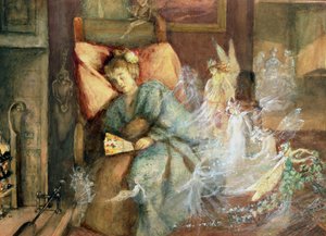Dreaming (akwarela i bodycolor na papierze) autorstwa John Anster Fitzgerald