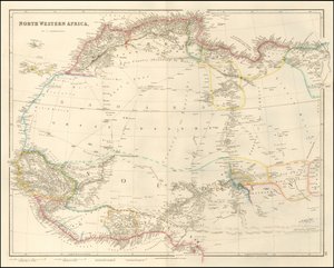 Mapa Afryki Północno-Zachodniej z 1842 r. autorstwa Johna Arrowsmitha