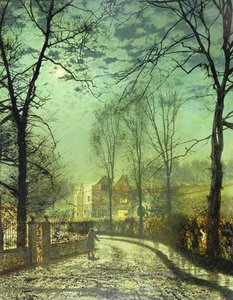 Droga w świetle księżyca, XIX w. autorstwa John Atkinson Grimshaw