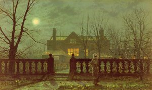 Pani w ogrodzie przy świetle księżyca, 1882 autorstwa John Atkinson Grimshaw