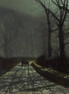 Scena na pasie ruchu w nocy autorstwa John Atkinson Grimshaw