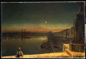 Rouen nocą z Pont de Pierre, 1878 autorstwa John Atkinson Grimshaw
