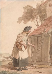 Stara kobieta niosąca kosz autorstwa John Augustus Atkinson