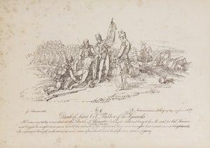 Śmierć podpułkownika Williama Millera z 1. Gwardii w bitwie pod Quatre Bas autorstwa John Augustus Atkinson