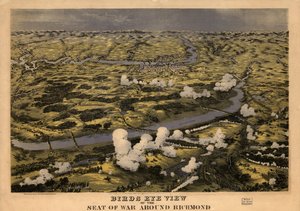 Widok z lotu ptaka na miejsce działań wojennych wokół Richmond pokazujący bitwę nad rzeką Chickahominy, 29 czerwca 1862 LOC 99448489