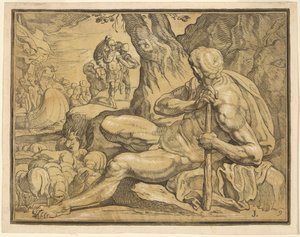 Ulisses i Polifem autorstwa John Baptist Jackson, after Francesco Primaticcio