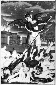 Szatan, ilustracja z „Raju utraconego” Johna Miltona, wydanie czwarte 1688 autorstwa John Baptist de Medina