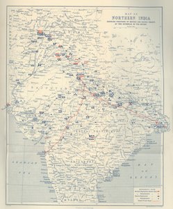 Mapa północnych Indii, 1901.