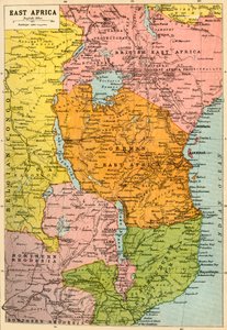 Mapa Afryki Wschodniej, I wojna światowa, ok. 1920 r.