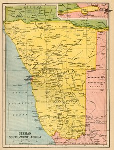 Mapa niemieckiej Afryki Południowo-Zachodniej, I wojna światowa, ok. 1920 r.