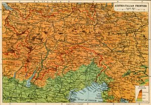 Mapa granicy austro-włoskiej, I wojna światowa, ok. 1920 r.