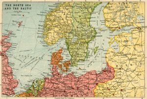 Mapa Morza Północnego i Bałtyku, ok. 1914, ok. 1920.