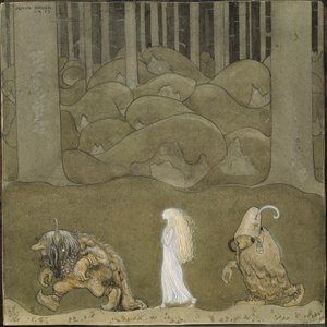 La Princesse et les trols - Księżniczka i trolle - Bauer, John (1882-1918) - 1913 - Akwarela, gwasz na papierze - 25x25 - Muzeum Narodowe w Sztokholmie autorstwa John Bauer