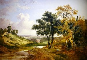 Pejzaż z wiatrakiem (olej na płótnie)