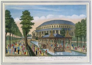 Domek Chiński, Rotunda i Kompania w Maskaradzie w Ogrodach Ranelagh (akwatinta barwna)