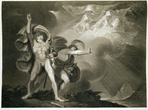 Makbet, Banko i trzy czarownice na wrzosowisku w akcie I, scena III Makbet Williama Szekspira (1564-1616) opublikowana w 1805 r.